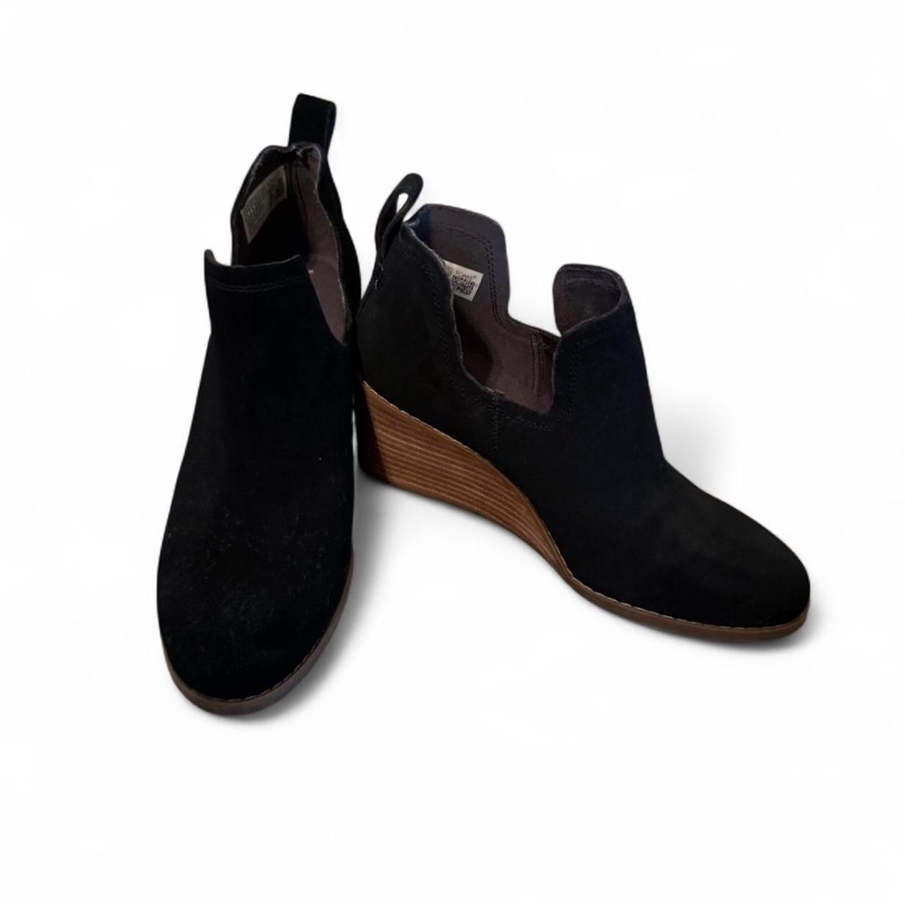 Toms Black Suede Wedge Shoes